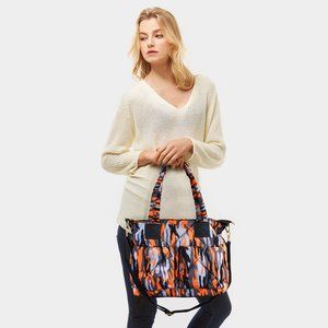 Orange Camo Print Puffer Tote Bag